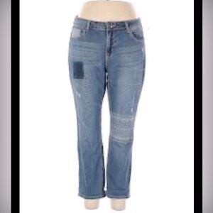 Patchwork cropped jeans